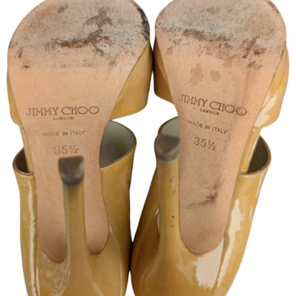 Jimmy Choo Nude Patent Platform Sandals Size 5.5 Authentic w/Receipt - Picture 6 of 14